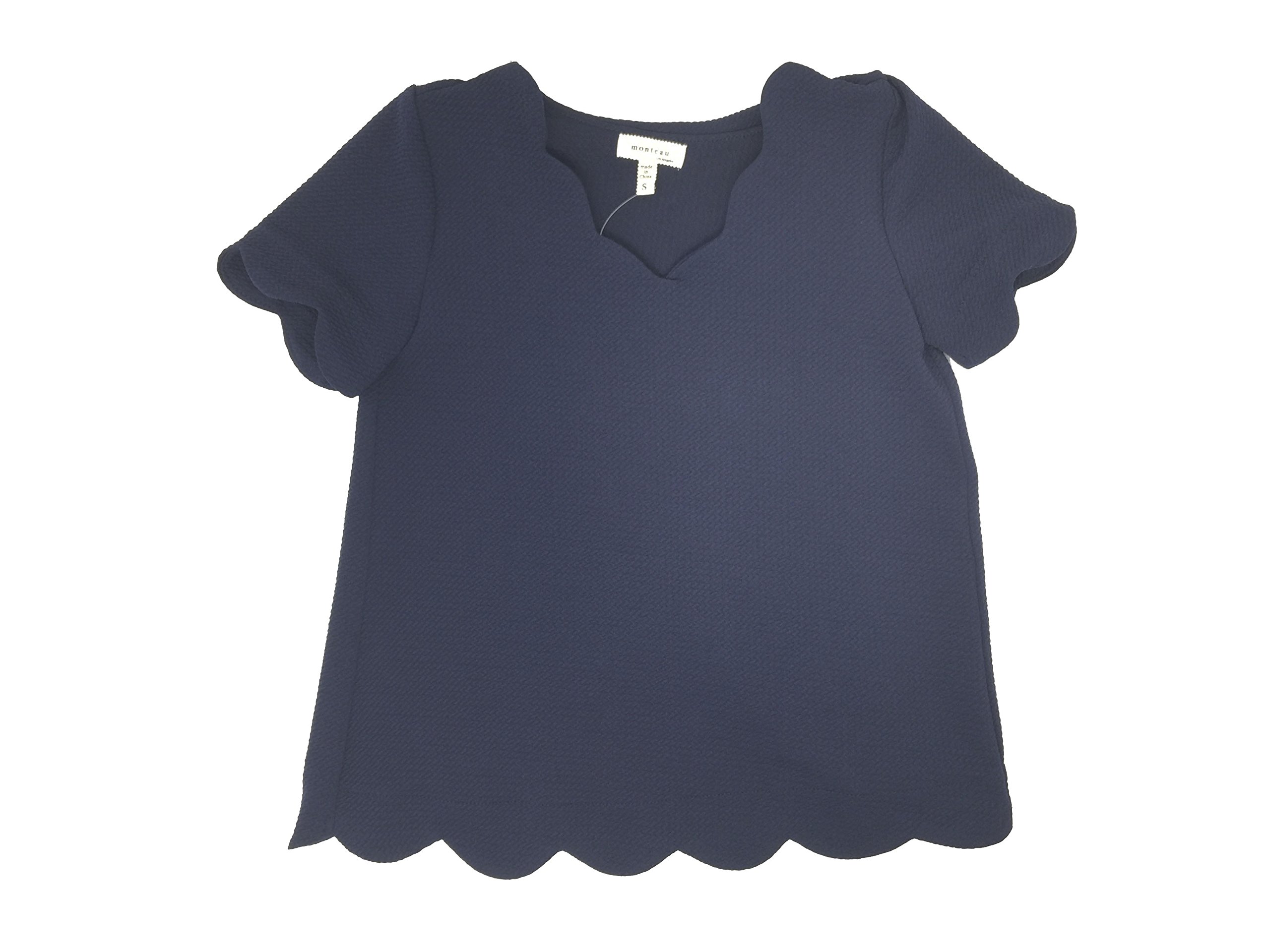 Monteau Scalloped Girls Waffle Blouse Top - Cute & Comfortable Knit Shirt for Toddler Girls | Perfect for School, Playdates & Family Outings