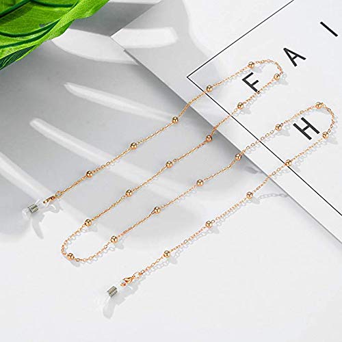 Vintage Eyeglass Chains - Non-Slip Metal Strap, 2 Pack Gold - for Reading & Sunglasses