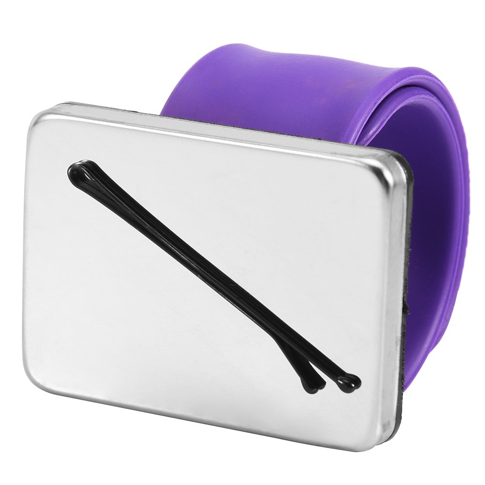 Wosume Magnetic Hair Clips Bracelet - Magnetic Wristband Hairpin Holder for Hair Grip & Styling Accessories (Purple) | Perfect for Salon Stylists & Home Hairdressing