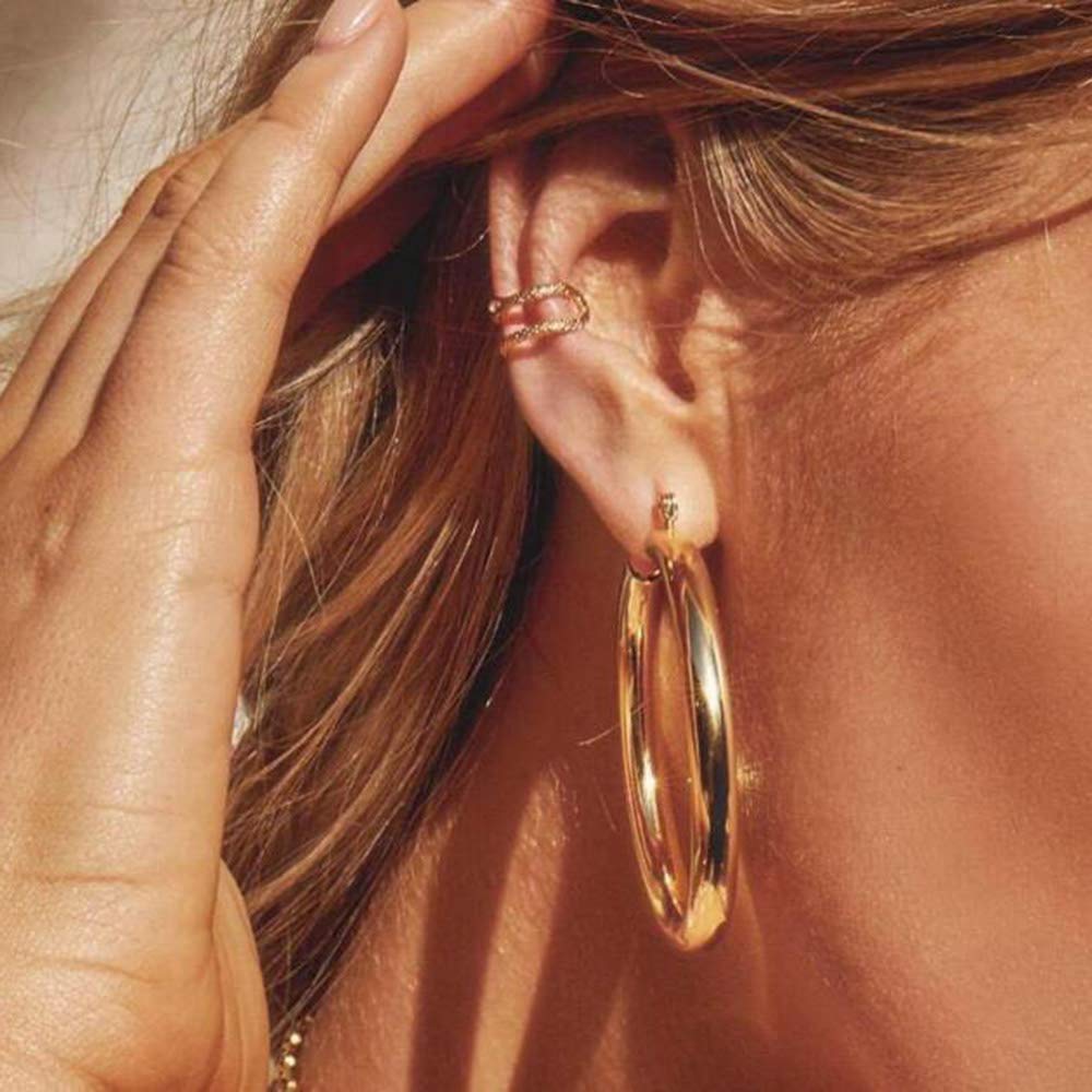 Bohemian Gold Tube Hoop Earrings - Large Lightweight Circle Earrings for Women | Fashion Jewelry for Everyday Wear & Special Occasions