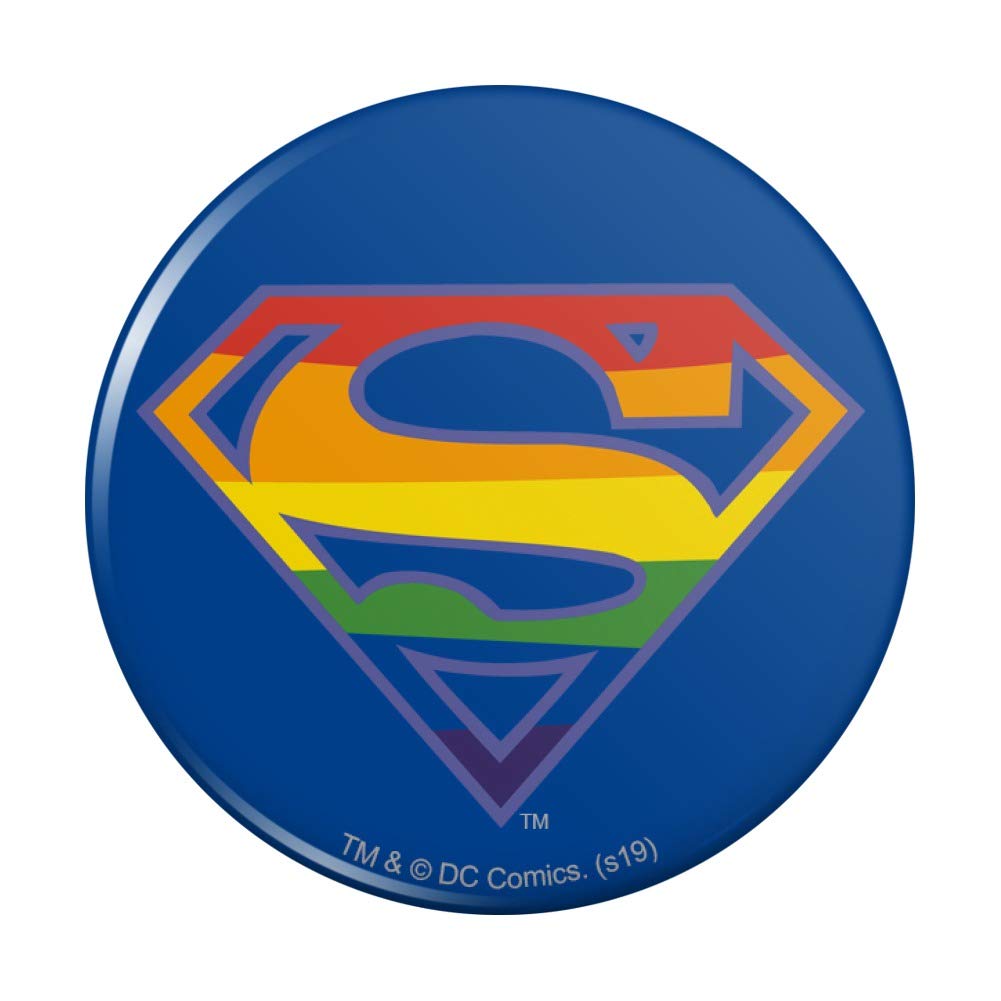 Superman Rainbow Shield Logo Refrigerator Magnet - Strong Kitchen Fridge Locker Decorative Button Magnet for Home, Office, Dorm & Gifts (Superhero Theme)