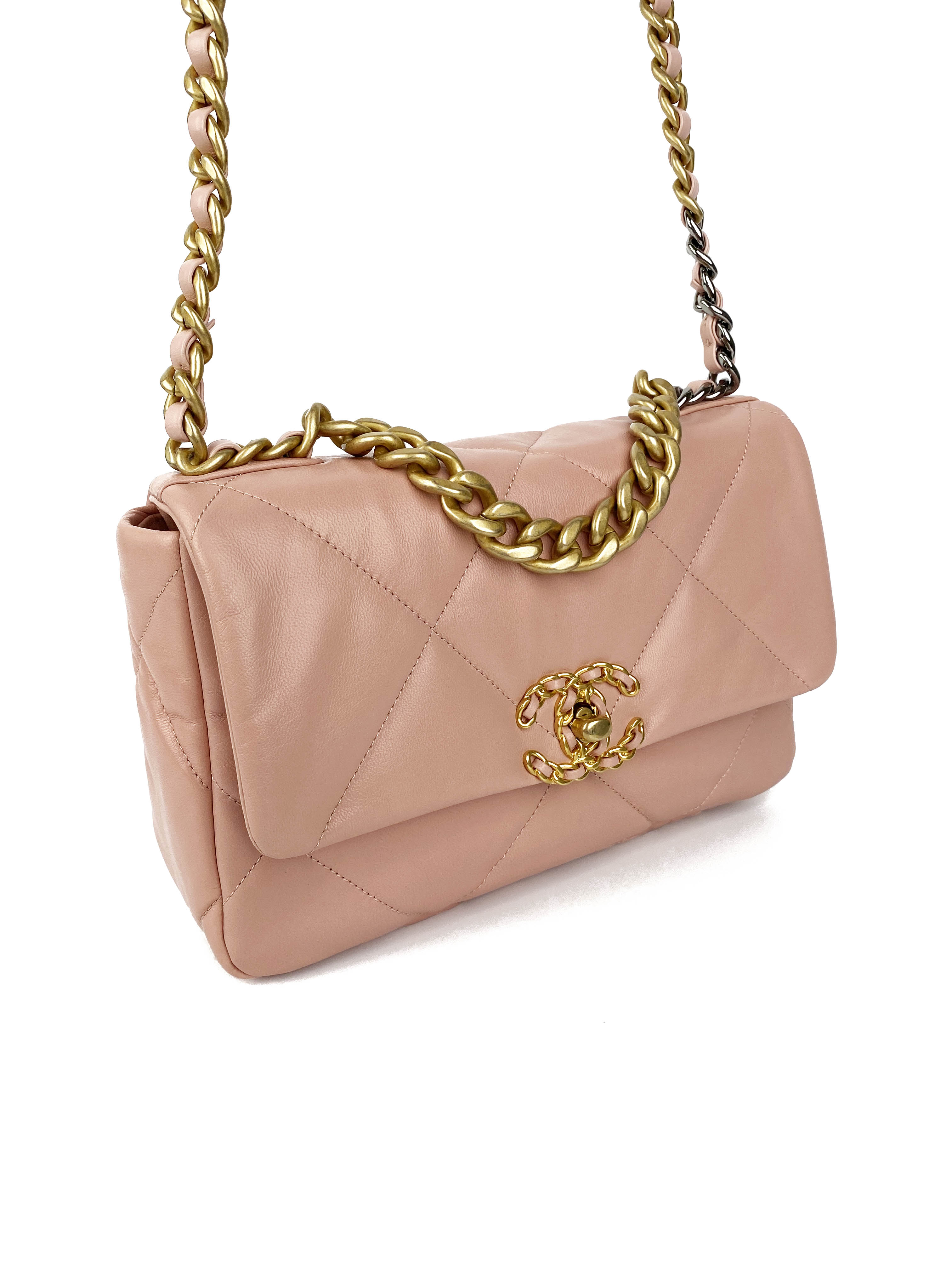 Chanel Blush Pink Small C19 Bag - Luxury Quilted Leather Crossbody Handbag for Women | Perfect for Date Night, Parties & Special Occasions