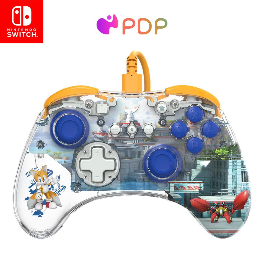 PDP REALMz Wired LED Light-up Pro Controller for Nintendo Switch & OLED Model - Glowing Gamepad with Tails Design for Enhanced Gaming Experience | Perfect for Night Gaming, Competitive Play & Gift Giving