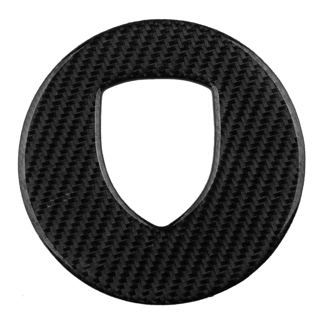 Premium Carbon Fiber Steering Wheel Logo Cover Trim for Porsche 718 911 Cayenne Macan - Enhance Interior Style & Grip (Fits 2016-2023 Models) - Perfect for Daily Driving, Track Days & Car Shows