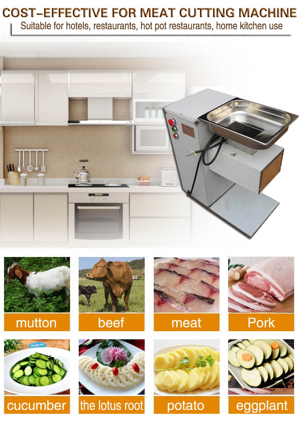 Commercial Electric Meat Slicer 1100 LB/H - Stainless Steel Deli & Fresh Meat Cutter with 2.5mm Blade - Heavy Duty Food Slicing Machine for Restaurants, Canteens & Catering - Perfect for Slicing Deli Meats, Cheese & Vegetables - 110V QE Model