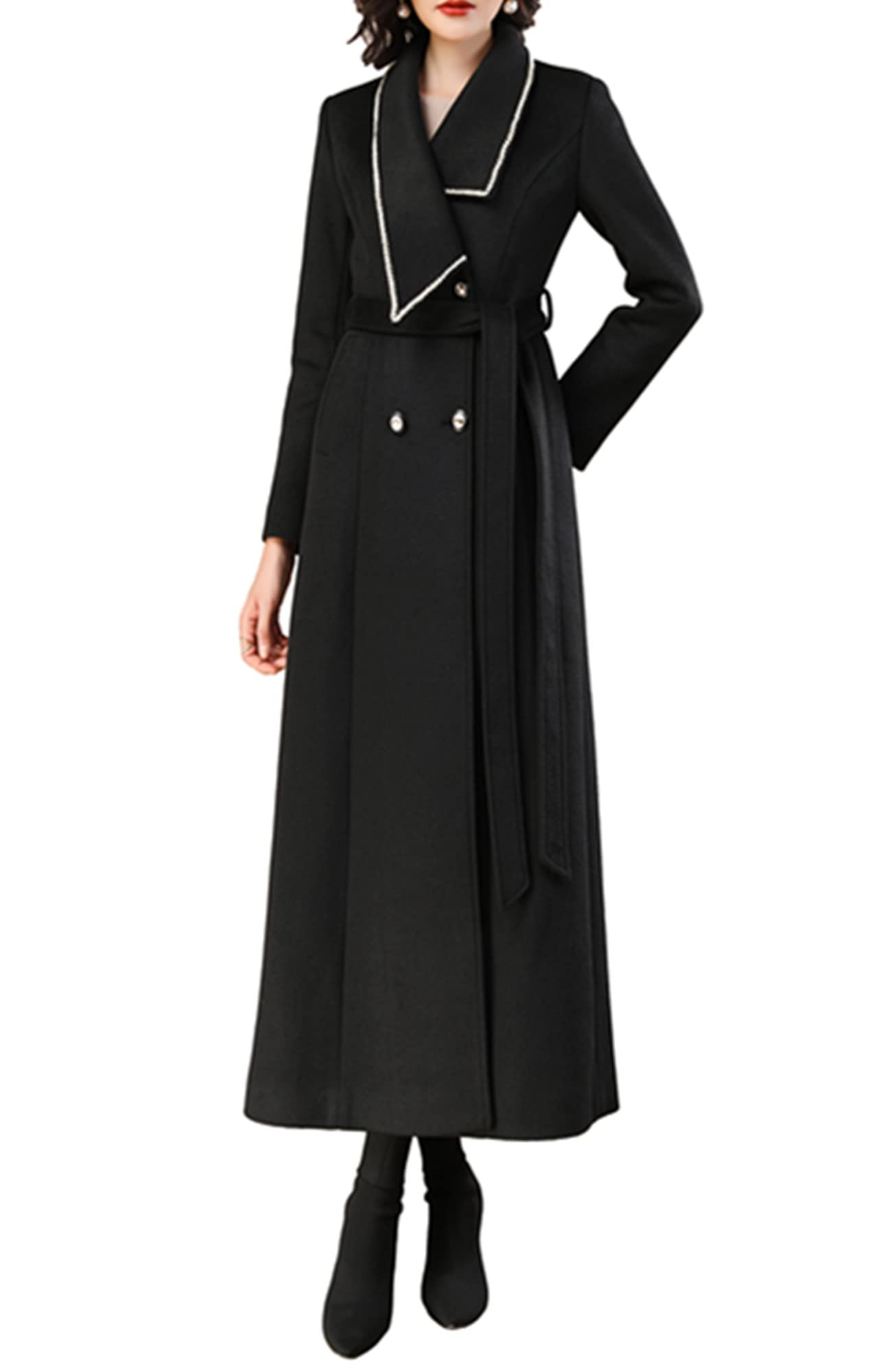Women's Long Wool Trench Coat - Winter Double Breasted Warm Jacket for Cold Weather | Perfect for Office, Travel & Outdoor Activities