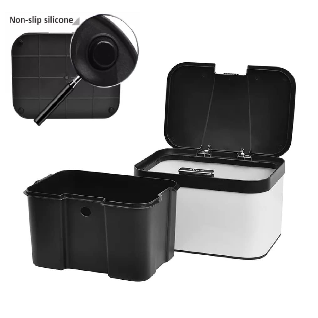 Stainless Steel Kitchen Compost Bin with Lid - 1.13 Gallon Countertop Compost Pail, Compact & Easy Clean Design (Black/White) - Perfect for Organic Waste Recycling in Home, Office, or Restaurant