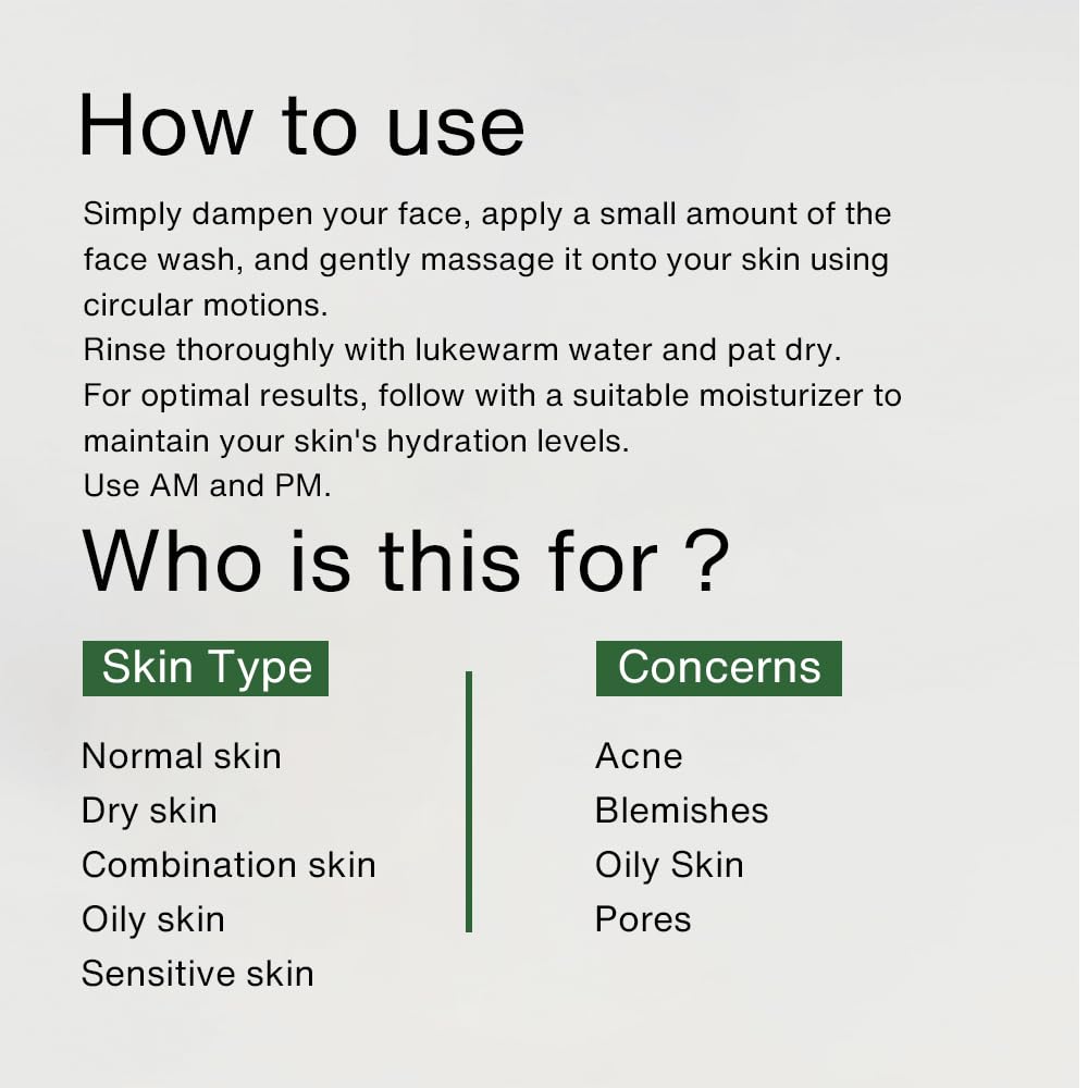 Terrai Tea Tree & Salicylic Acid Acne Face Wash - Oil Control, Blemish Treatment for Acne Prone Skin - Reduces Pimple Marks, Blackheads & Whiteheads - Gentle Cleanser for Men & Women (100ml) - Perfect for Daily Skincare Routine & Post-Workout Cleansing