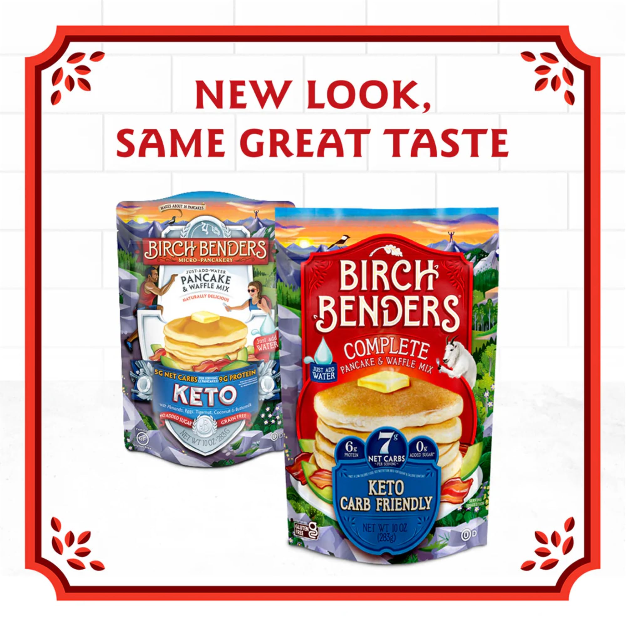 Birch Benders Keto Pancake & Waffle Mix - Low Carb, Gluten Free, 10oz (2 Pack) - Perfect for Breakfast, Brunch & Keto Diet - Includes Free Swivel Spoons