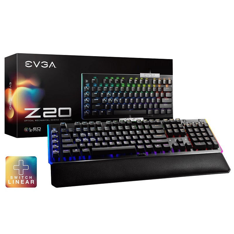 EVGA Z20 RGB Optical Mechanical Gaming Keyboard with Linear Switch - Fast & Responsive for PC, Mac, PS5, Xbox Gaming & Office Work