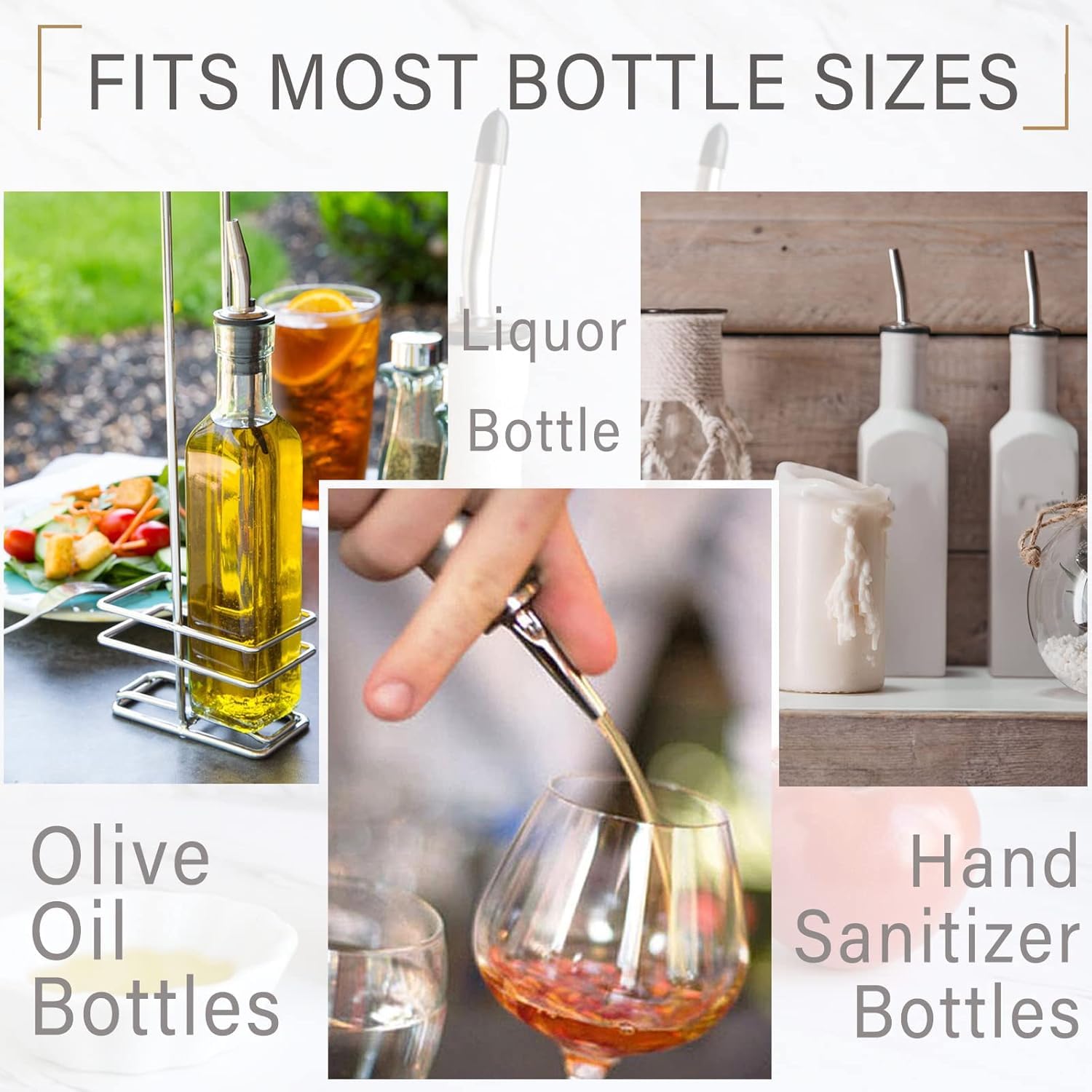 Premium Olive Oil Liquor Wine Free Flow Dispensers Caps - 2 Pack with Black Dust Cover - Perfect for Restaurants, Bars, Hotels & Home Kitchens - Ideal for Easy Pouring of Olive Oil, Liquor, Wine and Spirits
