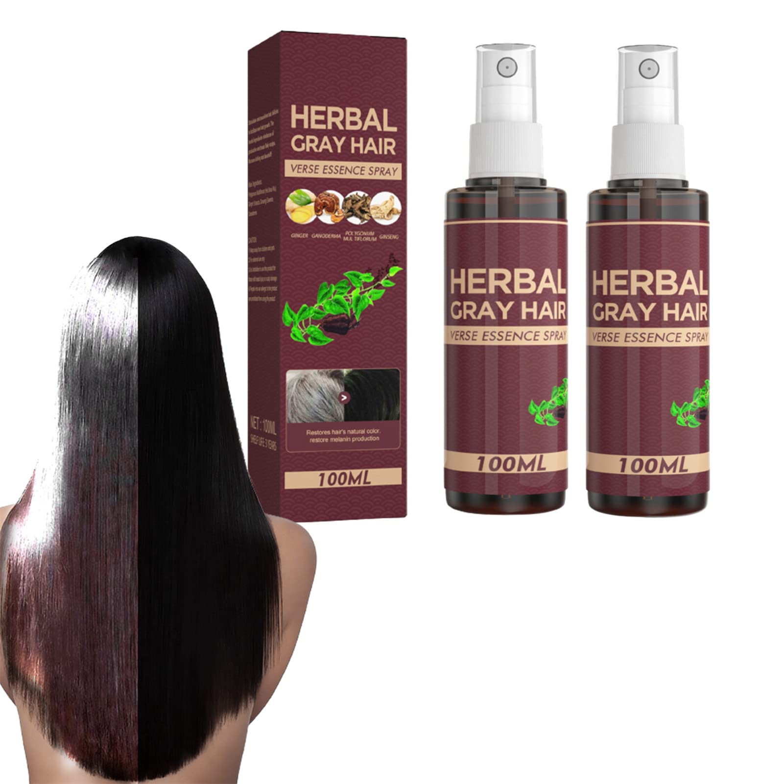 YYDDS Dartural Hair Darkening Conditioner - Natural Herbal Hair Darkening Spray with Organic Nourishment for Instant Black Hair (2PCS) - Perfect for Women & Men at Home, Work, or Special Occasions