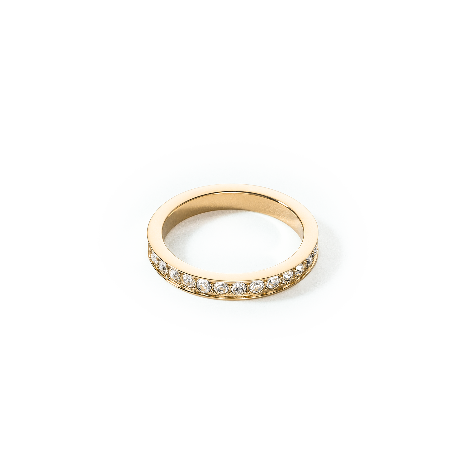 Stainless Steel Crystal Ring - Elegant Slim Gold Plated Ring with Sparkling Crystals for Women | Perfect for Weddings, Parties & Everyday Wear
