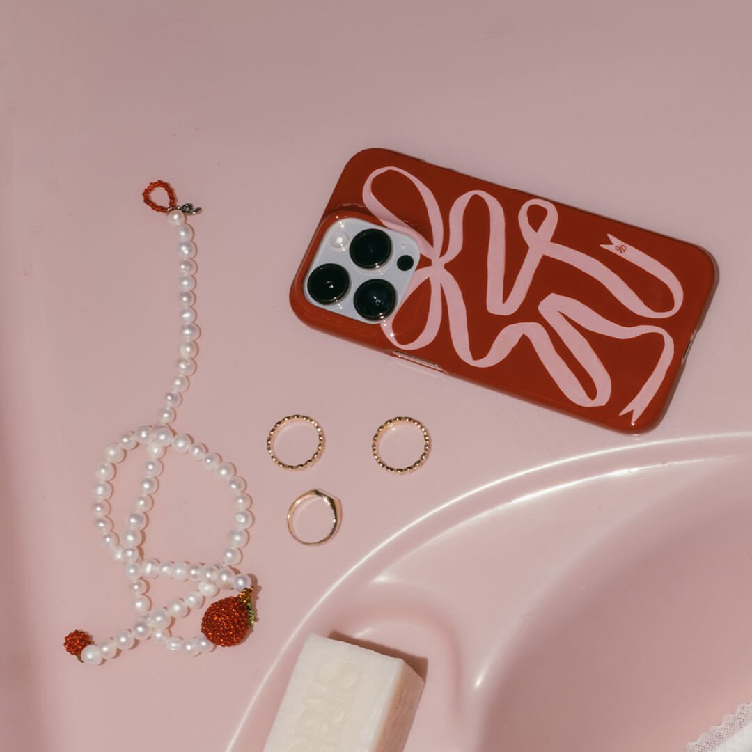 Cupid's Bow Ribbon Phone Case for iPhone & Samsung - Elegant Valentine's Day Gift for Her, Romantic Couple Accessory | Perfect for Dating, Anniversaries & Special Occasions