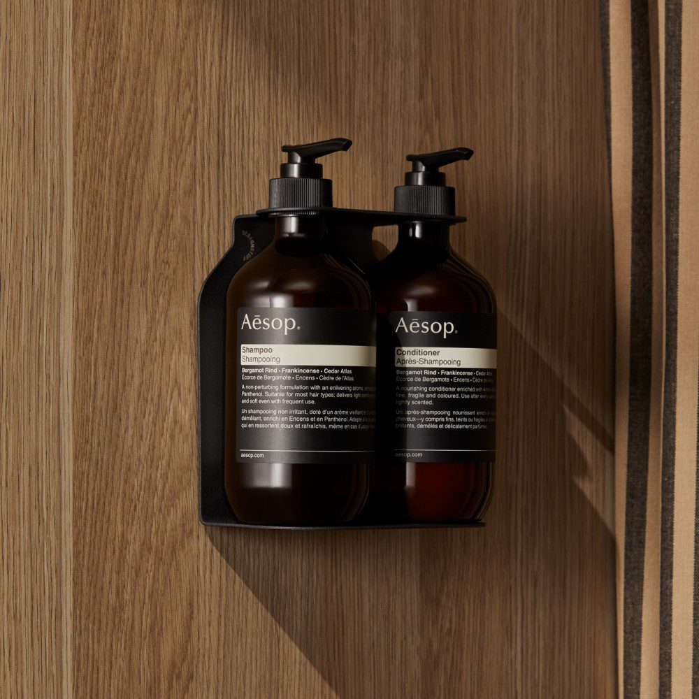 Dual Soap Dispenser Holder - Wall Mounted Bathroom Organizer with Strong Adhesive, Black | Perfect for Kitchen, Bathroom Sink Countertop & Vanity Organization