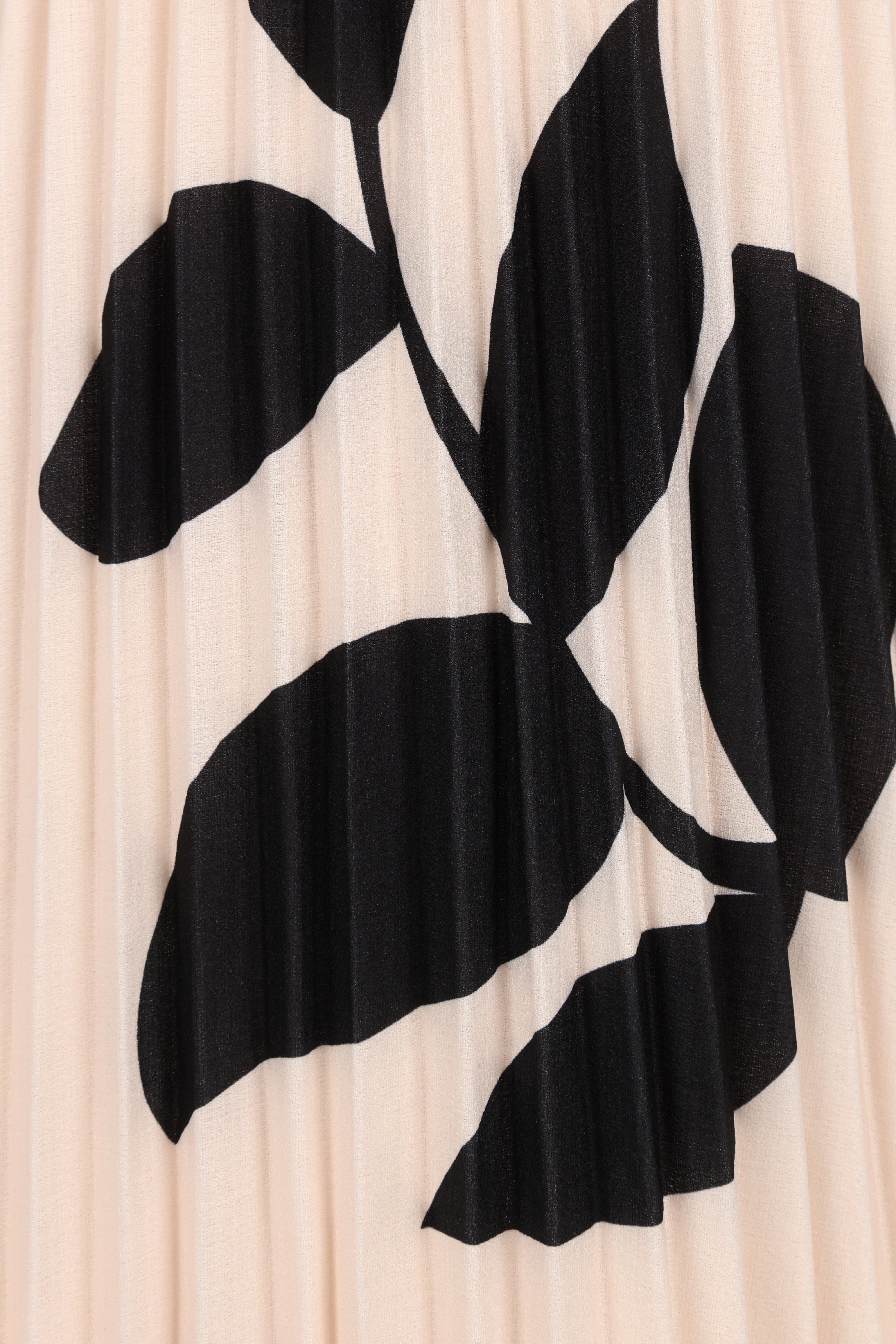 Aurora Pleated Maxi Skirt for Women - Cream Black Floral Print, High Waist Elegant Long Skirt for Spring Summer, Perfect for Beach, Party, and Casual Outfits