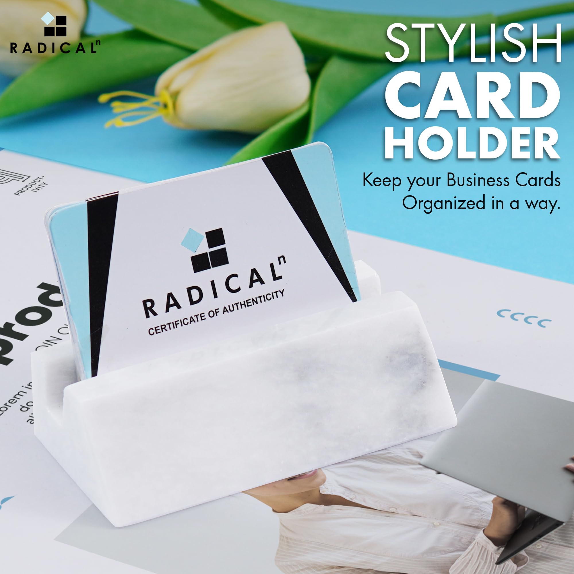 Premium White Marble Business Card Holder - 4