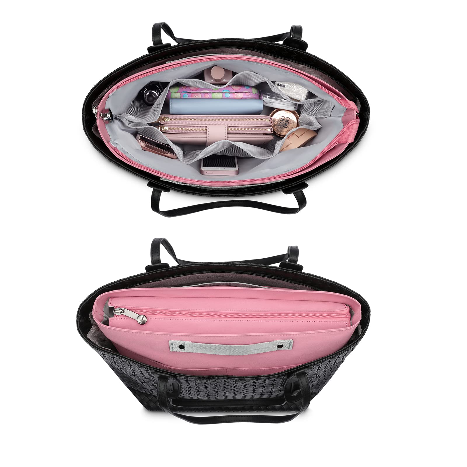 HyFanStr Purse Organizer Insert for Handbags - 15-Pocket Tote Bag Organizer with Zipper for Women | Perfect for Travel, Work & Daily Use