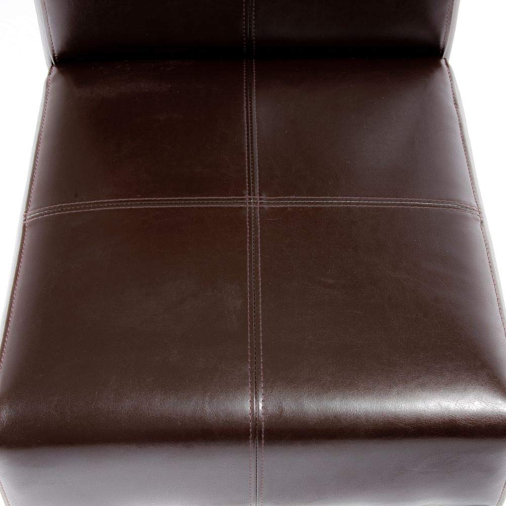 Christopher Knight Home Emilia Chocolate Brown Leather Dining Chairs Set of 2 - Modern PU Leather Upholstered Side Chairs for Kitchen, Dining Room, Office, and Restaurant