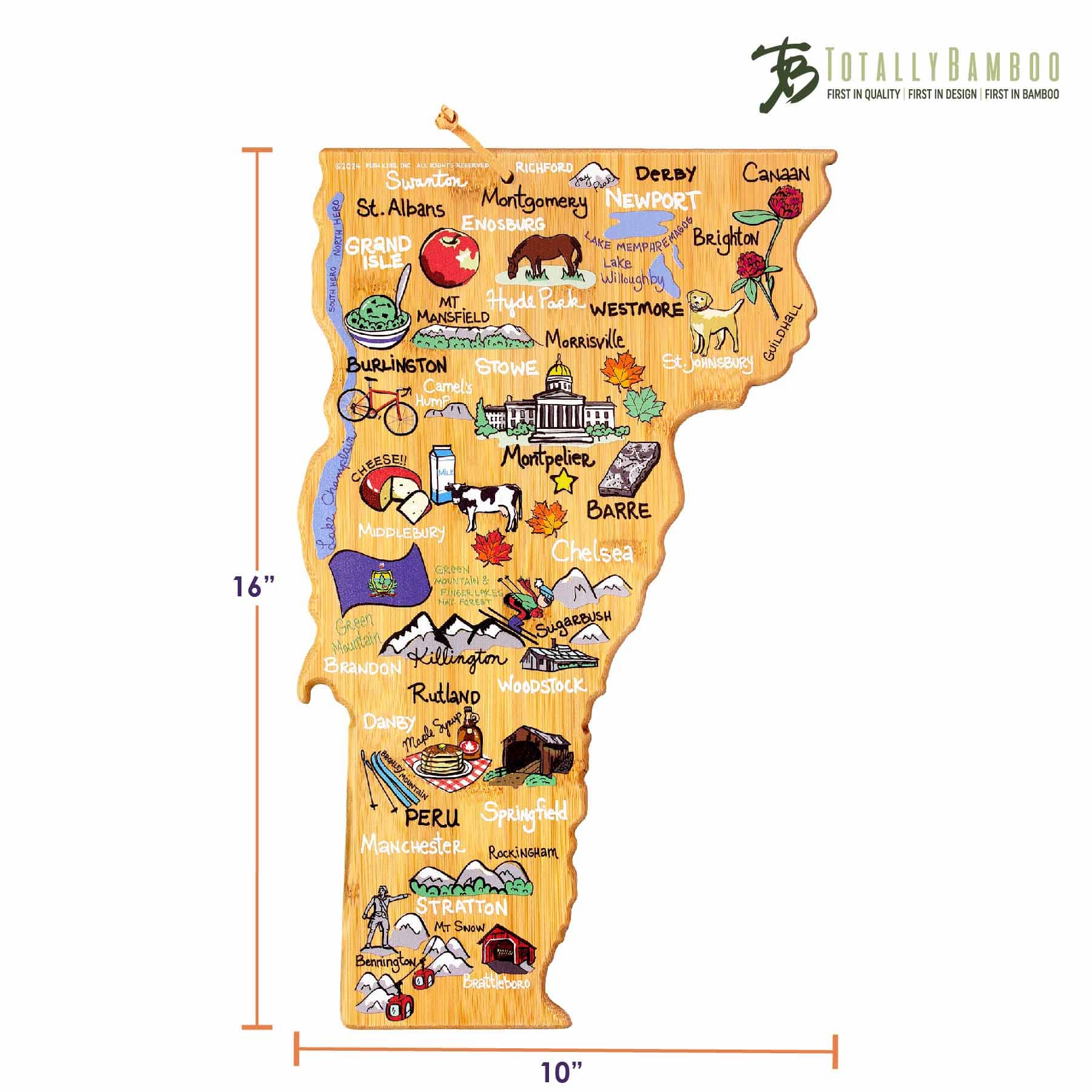 Premium Vermont Maple Wood Cutting Board with Handcrafted Fish Kiss™ Artwork - Durable Kitchen Essential for Chopping, Serving & Home Decor