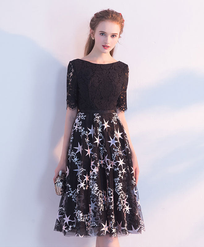 Elegant Black Lace Tulle Short Prom Dress for Homecoming - Perfect for Formal Dances, Parties & Special Occasions