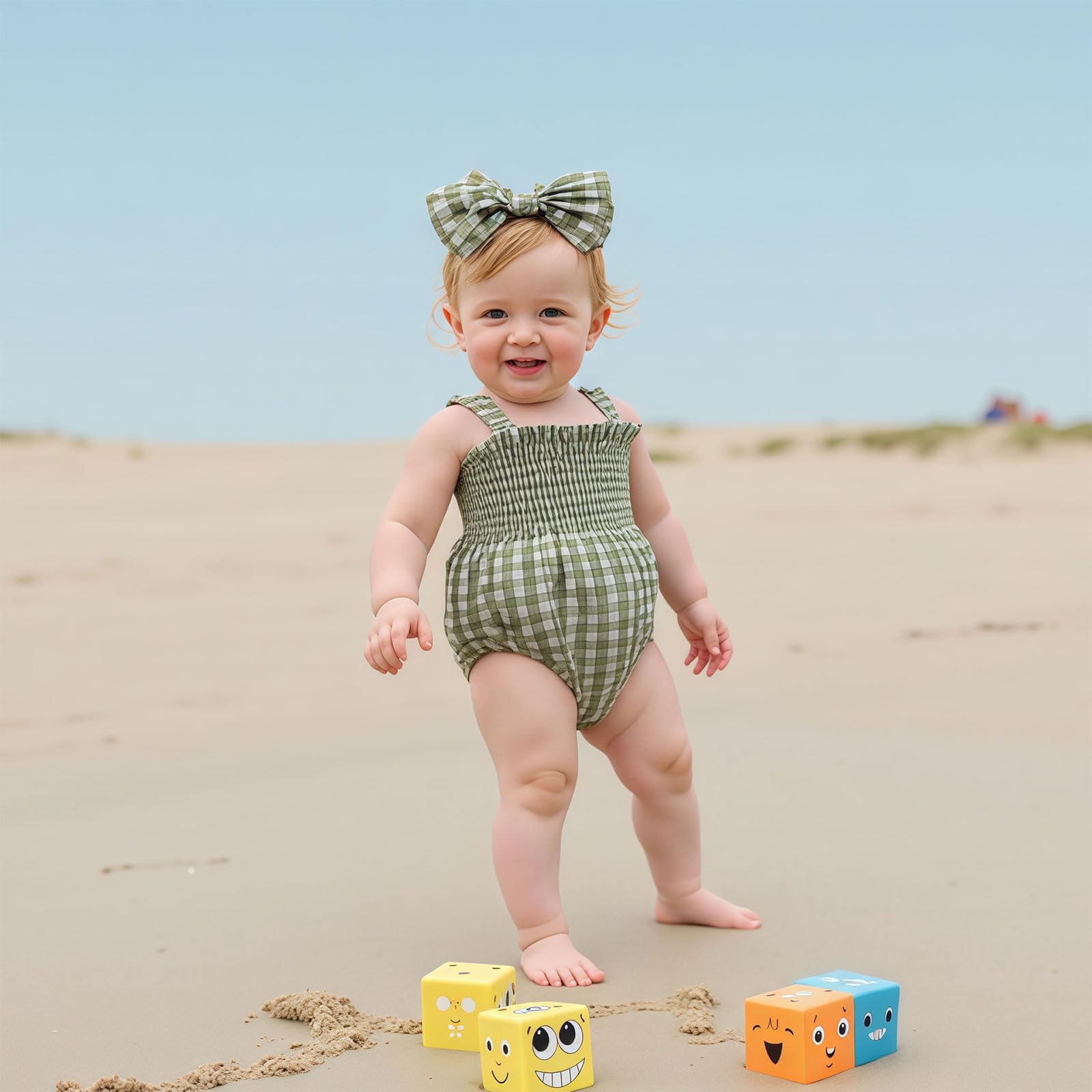 FOMOYUU Baby Girl Summer Romper Outfit - Sleeveless Jumpsuit Dress for Newborn 6-18 Months | Perfect for Beach, Park & Outdoor Play