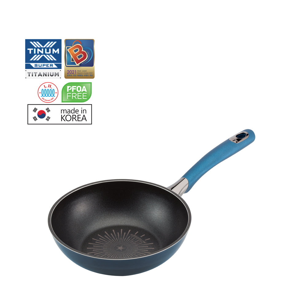 HappyCall Classic Titanium IH 24cm Non-Stick Wok Pan (HEA 3001 0237) - Professional Induction Cookware for Asian Stir-Fry, Deep Frying & Home Cooking