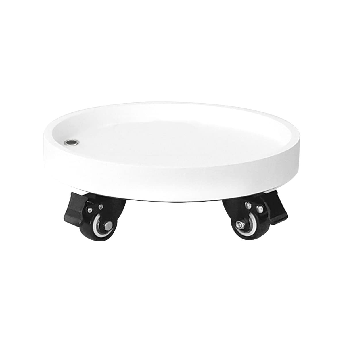 White Rolling Plant Stand with Wheels - 15.7 Inch Round Mobile Flower Pot Caddy for Indoor & Outdoor Use - Perfect for Garden, Patio, Yard, Deck, and Balcony Decor (40cm/15.7In)