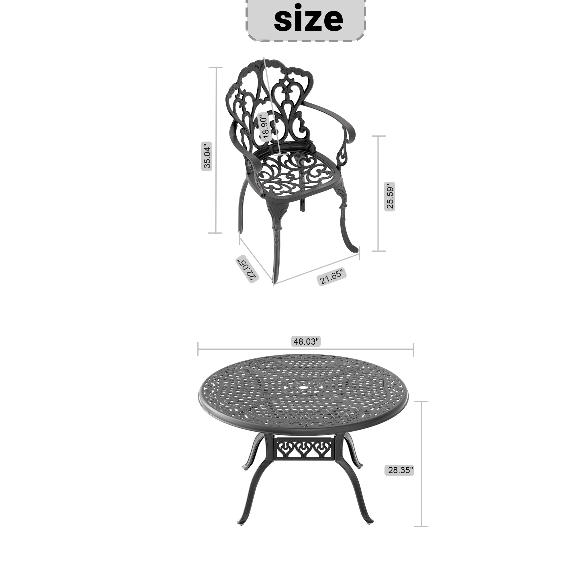 7-Piece Cast Aluminum Patio Furniture Set with Cushions - Outdoor Dining & Lounge Set for Garden, Poolside, Backyard - Random Color Cushions Included (Item Code W1710S00144)