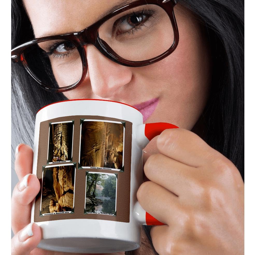 3D Rose 15oz Coffee Mug - Mammoth Cave National Park Kentucky Cave & River Scenic Design - Funny Novelty Gift for Coffee Lovers - Perfect for Home, Office & Camping Use