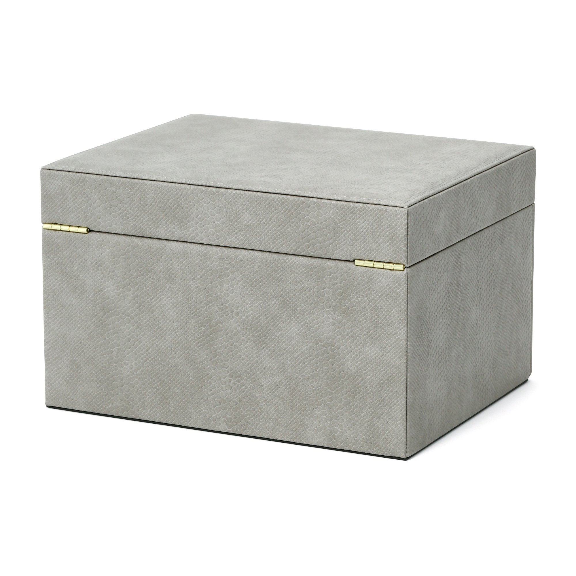 Flavia Large Gray Jewelry Box - Elegant Storage for Necklaces, Rings & Earrings - Perfect for Bedroom, Closet & Travel