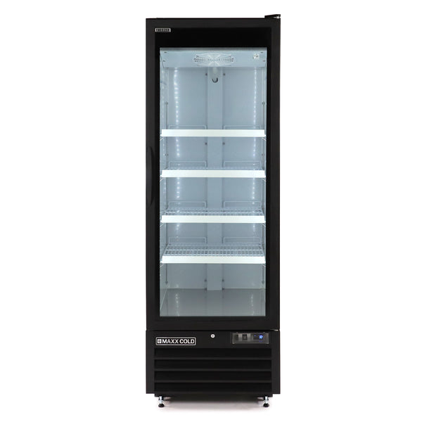 Maxx Cold MXGDM 30FBHC 30 cu. ft. Black Single Glass Door Merchandiser Freezer - Large Storage Capacity for Restaurants, Grocery Stores & Commercial Use