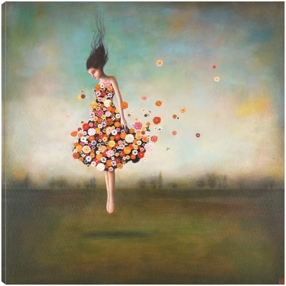 Boundlessness in Bloom - Premium Canvas Wall Art by Artist Duy Huynh - 32x32 Inch Ready-to-Hang Painting for Living Room, Bedroom, Office Decor - Modern Floral Home Decor for Housewarming Gifts & Interior Design