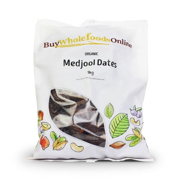 Organic Medjool Dates 1kg (2.2lb) - Premium Whole Foods, No Sugar Added, Non-GMO, Vegan Snack - Perfect for Smoothies, Baking & Healthy Energy Boost