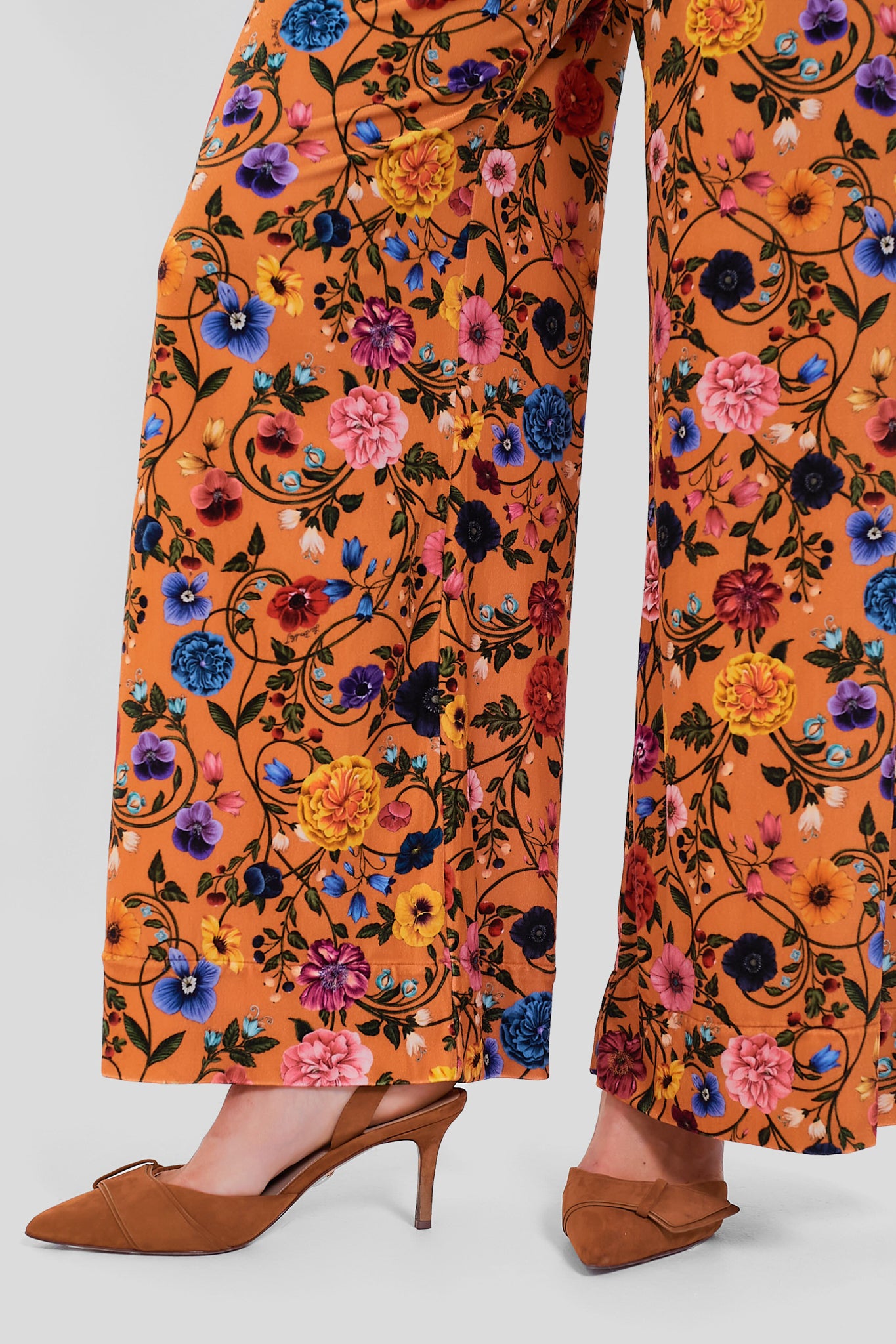 Botticelli Rust Velvet Palazzo Pants for Women - High Waisted Wide Leg Lounge Pants - Elegant Comfort for Home, Office & Special Occasions