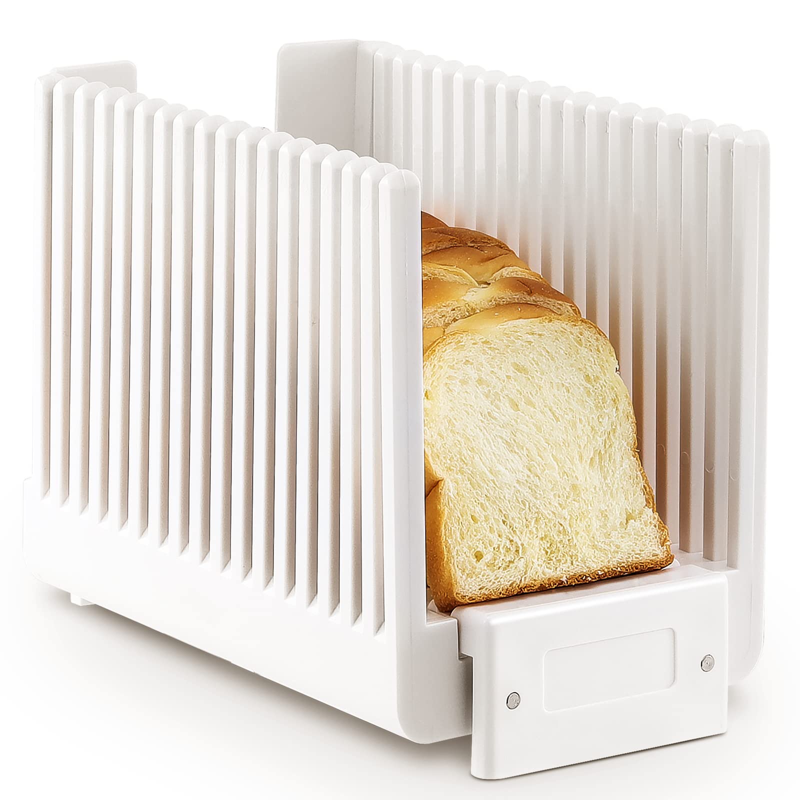 Stainless Steel Bread Slicer for Homemade Bread, Loaf & Bagels | Foldable & Compact Bread Cutting Guide | BPA-Free, Easy to Clean | Perfect for Kitchen, Camping & Picnics