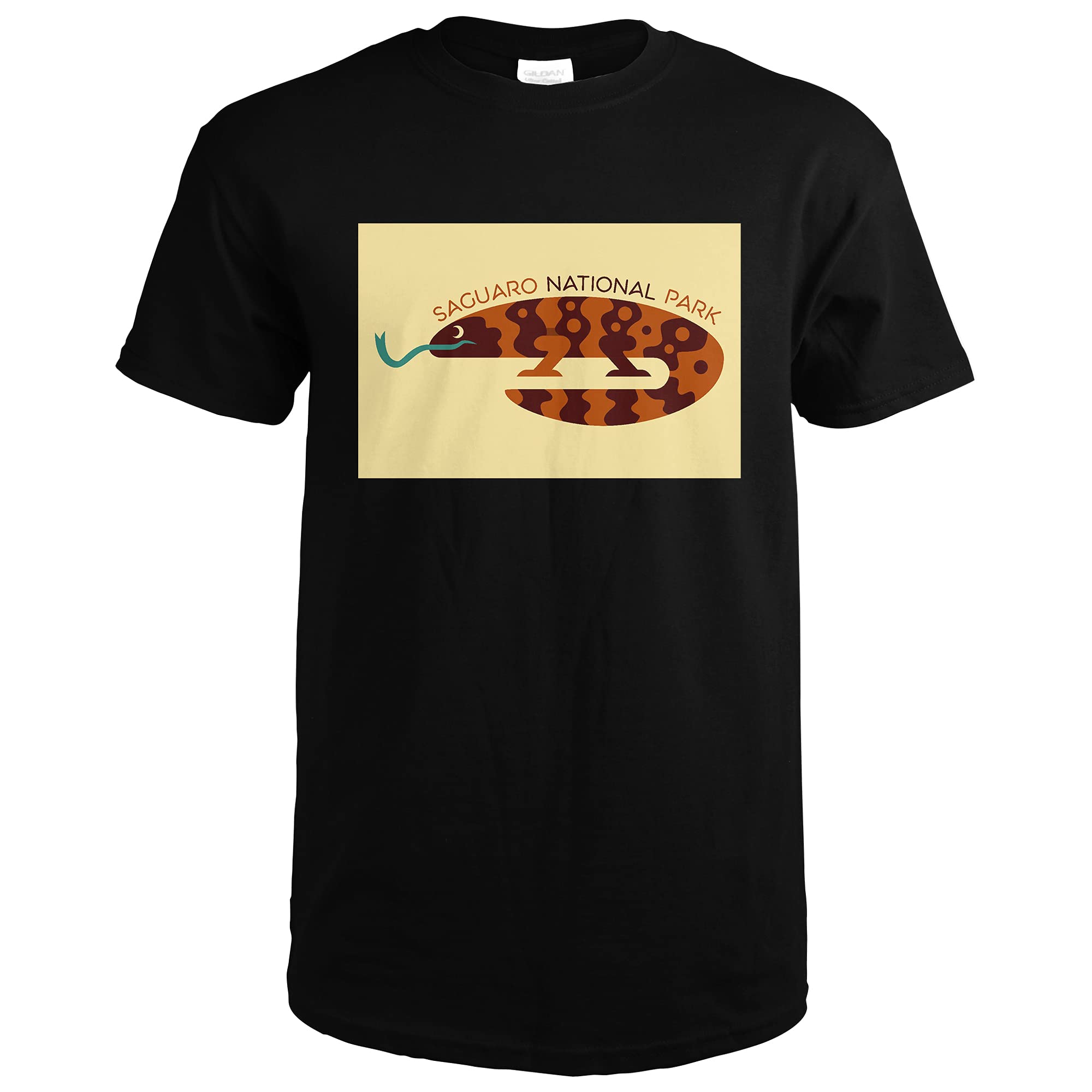 Gila Monster Geometric Contour Black T-Shirt XX-Large - Saguaro National Park Arizona Inspired Design | Perfect for Hiking, Desert Adventures & Nature Lovers
