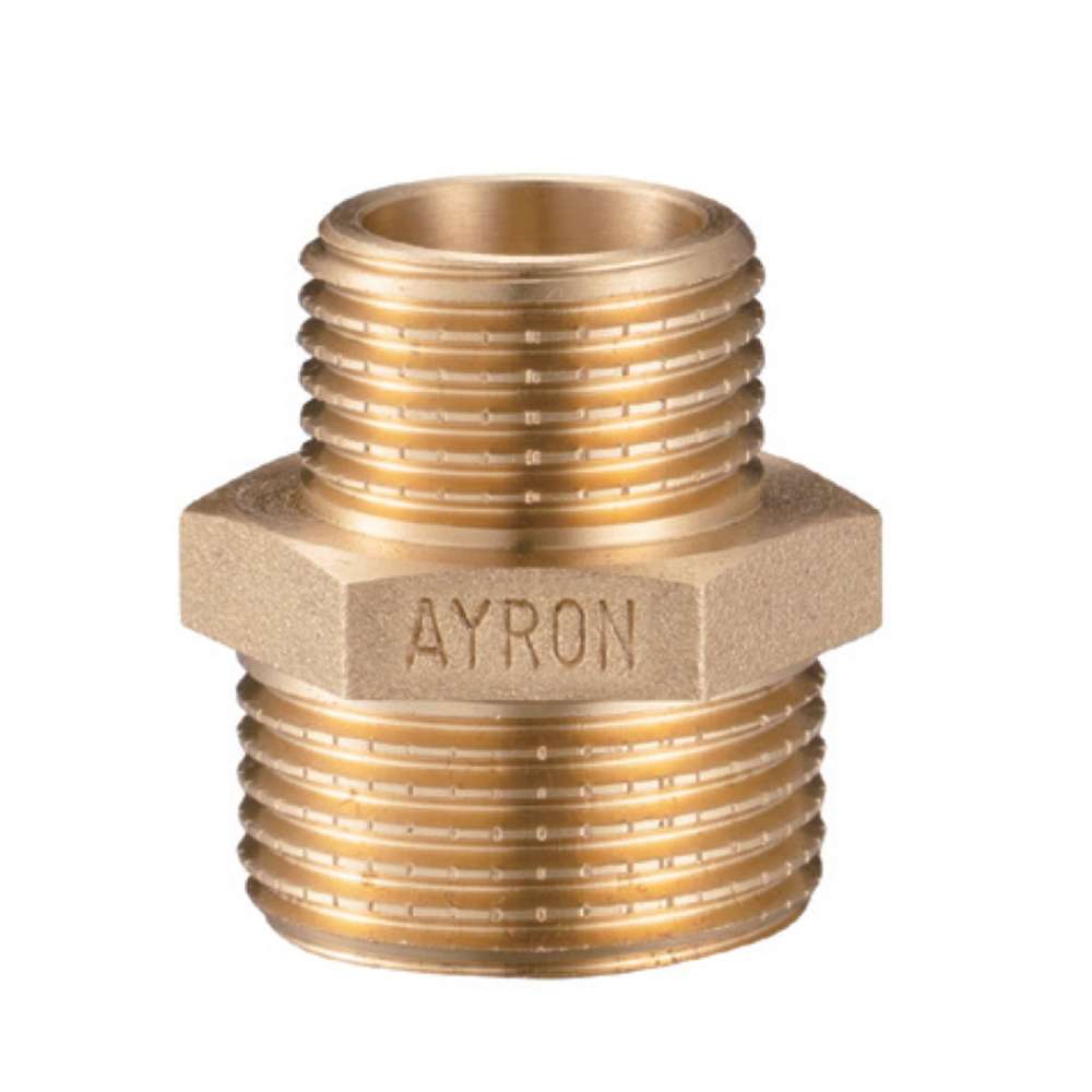 Ayron Brass Hex Reducing Nipple 20mm x 15mm - High-Quality Plumbing Fitting for Water & Gas Lines - Perfect for Home, Industrial & DIY Plumbing Projects