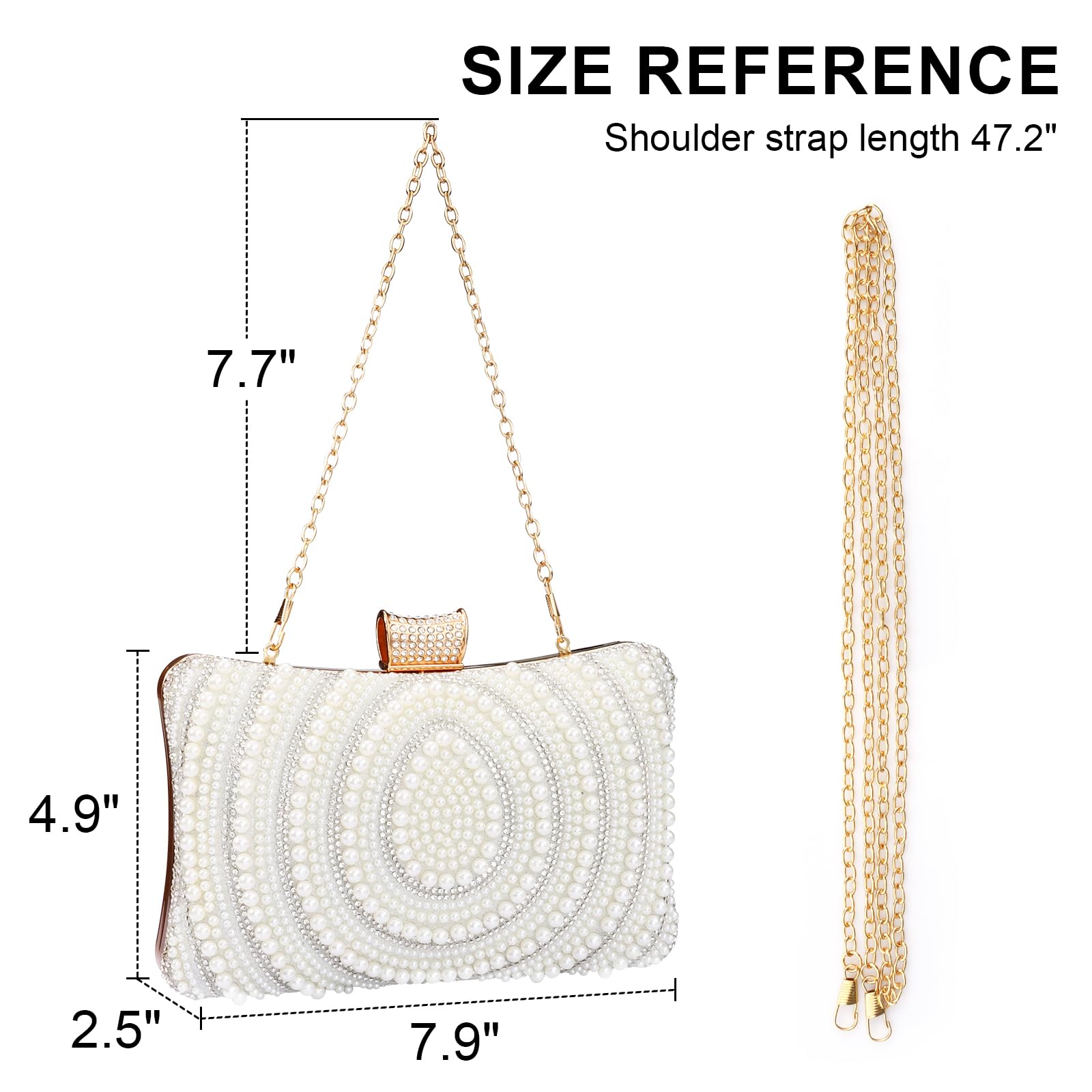 Elegant Pearl Beaded Bridal Clutch Bag with Chain - Luxury Wedding Evening Handbag for Women | Perfect for Bridal Showers, Receptions & Formal Events