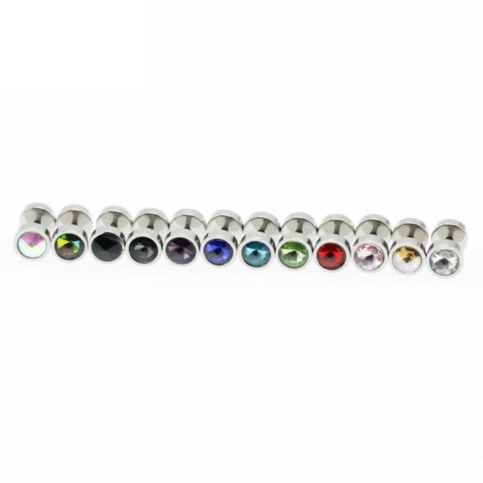 Stainless Steel Crystal Gem Stud Earrings for Women & Men - Unisex Barbell Ear Studs, Hypoallergenic Punk Jewelry - Perfect for Parties, Gifts & Everyday Wear