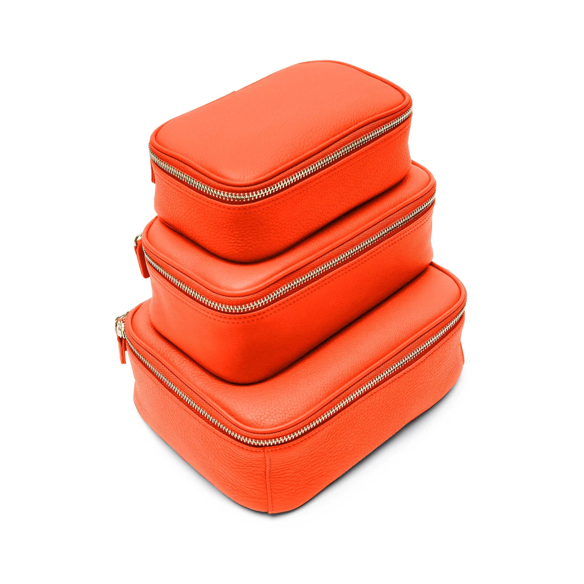Premium Nested Travel Organizer Trio Set - Clementine Orange | Compact Luggage Organizers for Suitcases, Carry-Ons & Weekend Trips | 3-Piece Packing Cubes for Clothes, Toiletries & Accessories