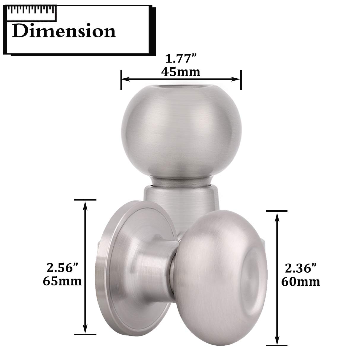 Gobrico Egg Style Passage Door Knobs - 1 Pack Satin Nickel Finish - Smooth Operation for Bedrooms, Closets & Interior Doors