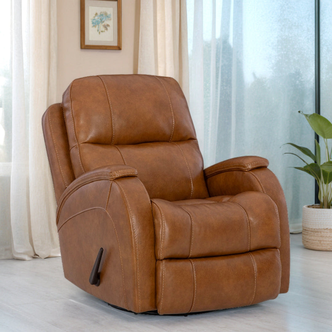 Phantom Leather Swivel Glider Recliner Chair - 360° Rotating Power Lift Massage Recliner for Living Room, Home Theater & Office Comfort