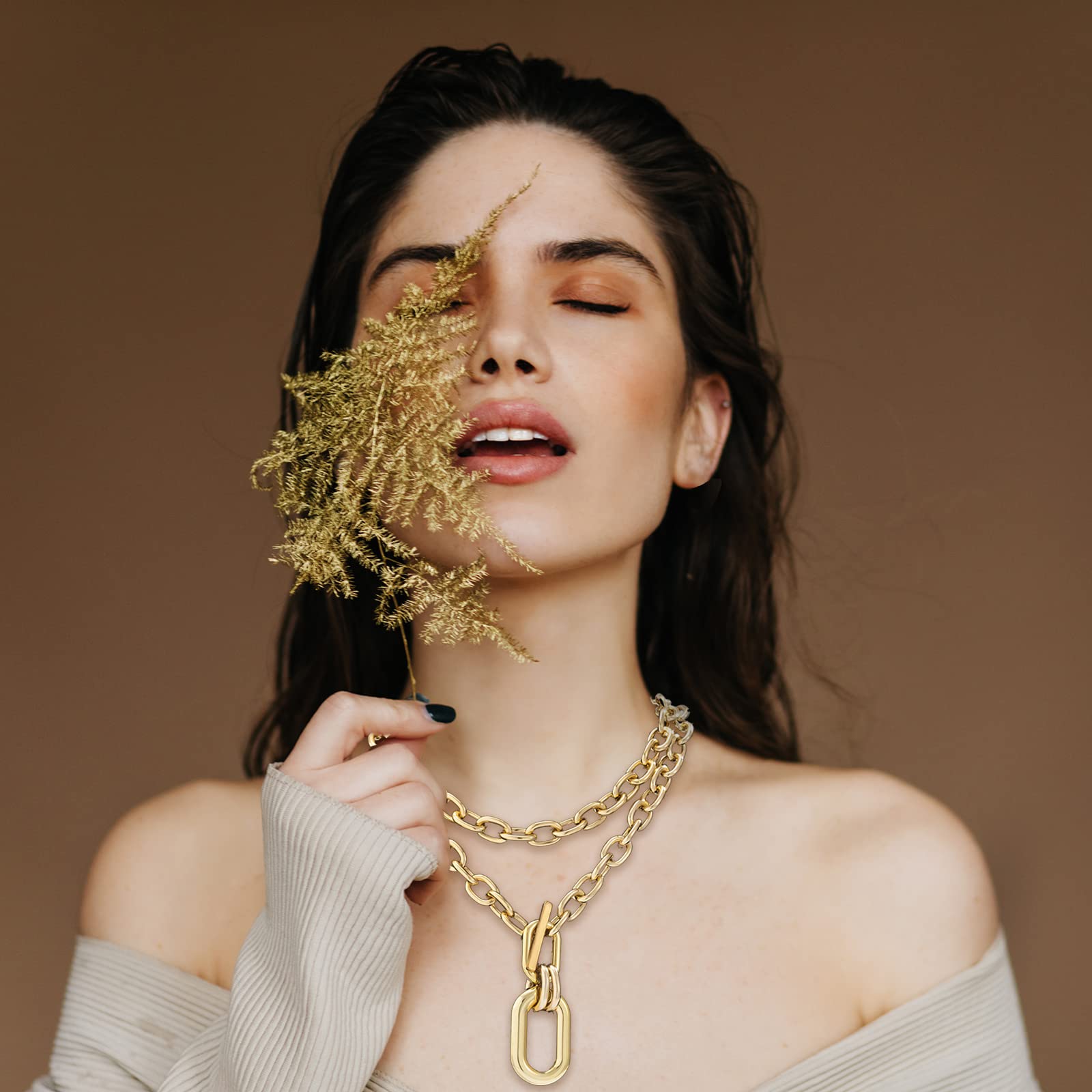 Chunky Gold Necklace for Women - Statement Layered Chain with Toggle Clasp | Elegant Jewelry Gift for Her | Perfect for Parties, Date Nights & Special Occasions