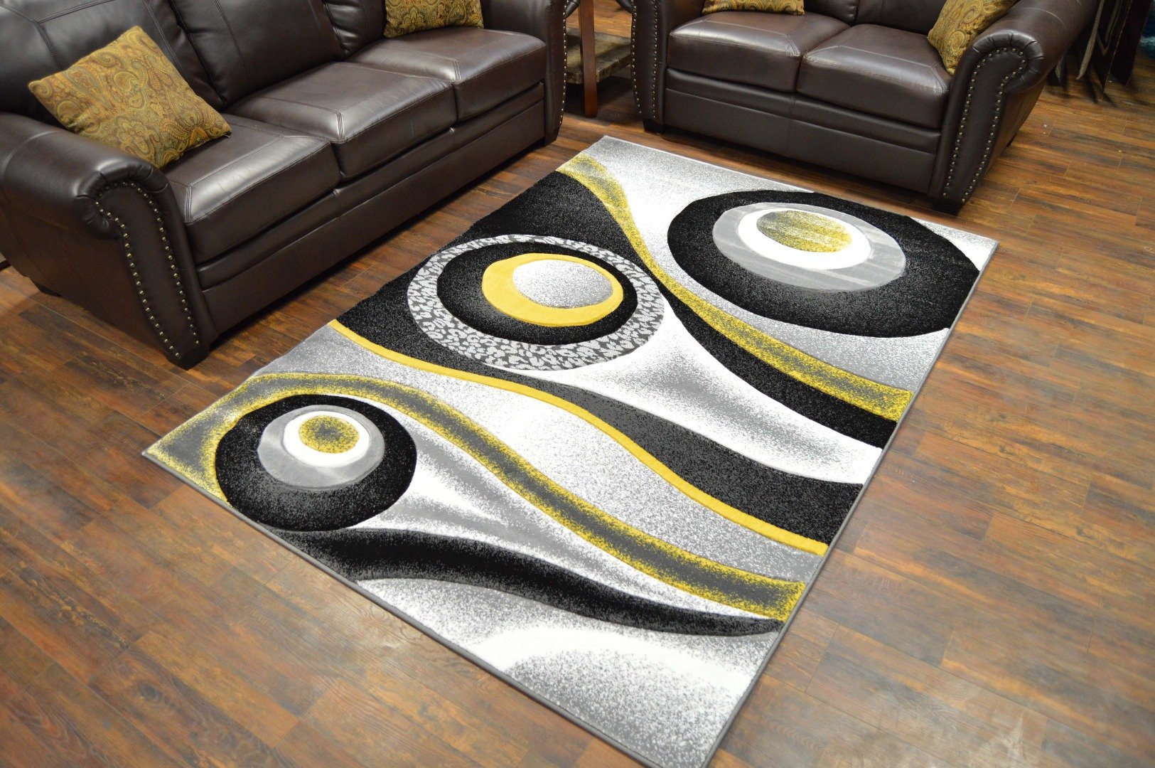 Hand Carved 3D Effect Modern Abstract Area Rug 5x7 5x8 - Colorful Luxury Contemporary Carpet for Bedroom, Living Room, Dining Room - Soft & Durable Home Decor (Yellow 1504) - Perfect for Boho Chic, Mid-Century Modern & Scandinavian Style Interiors