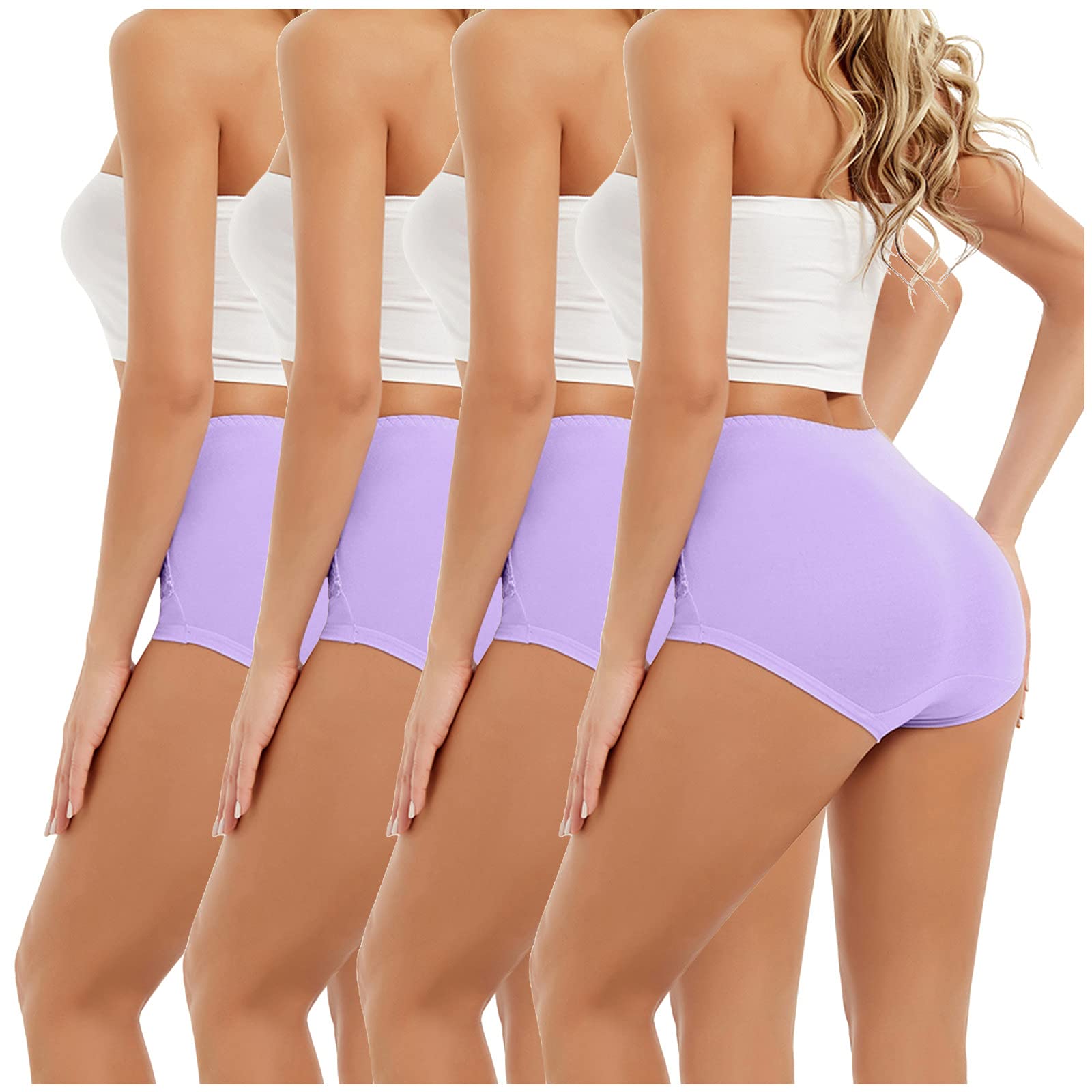 FGDJEE 4-Pack Women's High Waist Tummy Control Underwear - Breathable Shapewear Briefs in Solid Colors (Sizes M-6XL) - Perfect for Everyday Wear, Workout & Postpartum Recovery