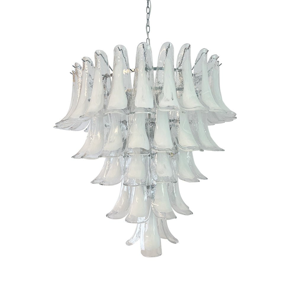 Exquisite Murano Glass Petals Chandelier - Handcrafted Italian Crystal Ceiling Light Fixture for Dining Room, Living Room & Bedroom Decor