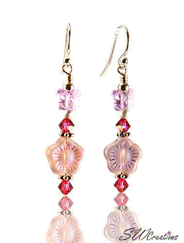 Lavender Butterfly Floral Crystal Earrings for Women - Elegant Dangle Drop Earrings for Wedding, Party & Special Occasions