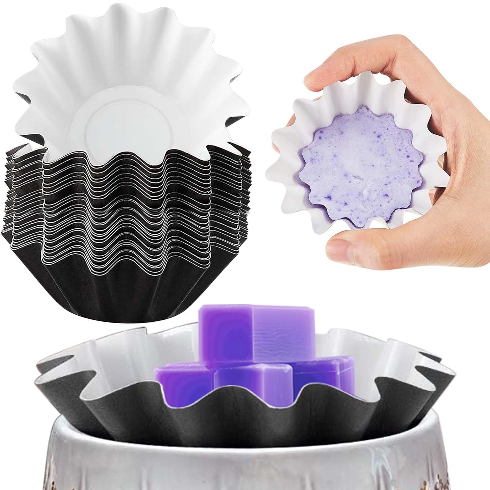 Boao Reusable Wax Warmer Liners - 50 Pack Leakproof Wax Melt Containers for Electric Plug-in Warmers & Burners, Scented Candle Holders (Black) | Perfect for Home Aromatherapy, Spa Relaxation & Gift Giving