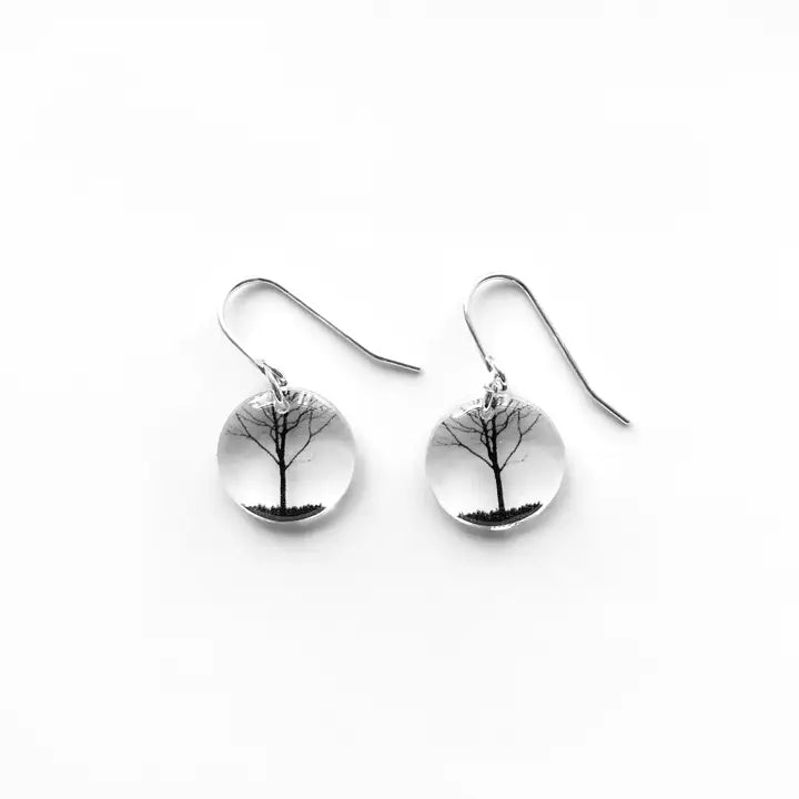 Black Drop Designs Round Earrings - City Tree Style for Women | Elegant Dangle Hoop Earrings for Casual Wear, Office & Evening Outfits